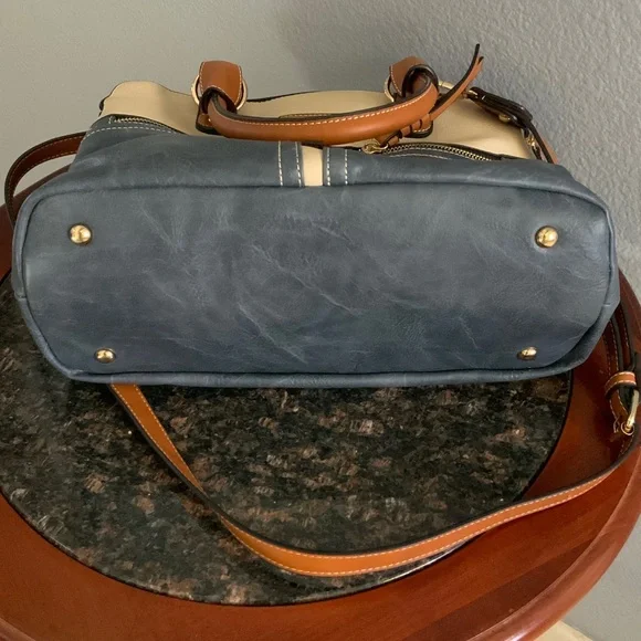 Blue and Tan Satchel Bag - Picture 11 of 15